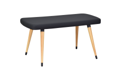 Dino Ahşap Ayak Siyah Deri Mutfak Masası Bankı