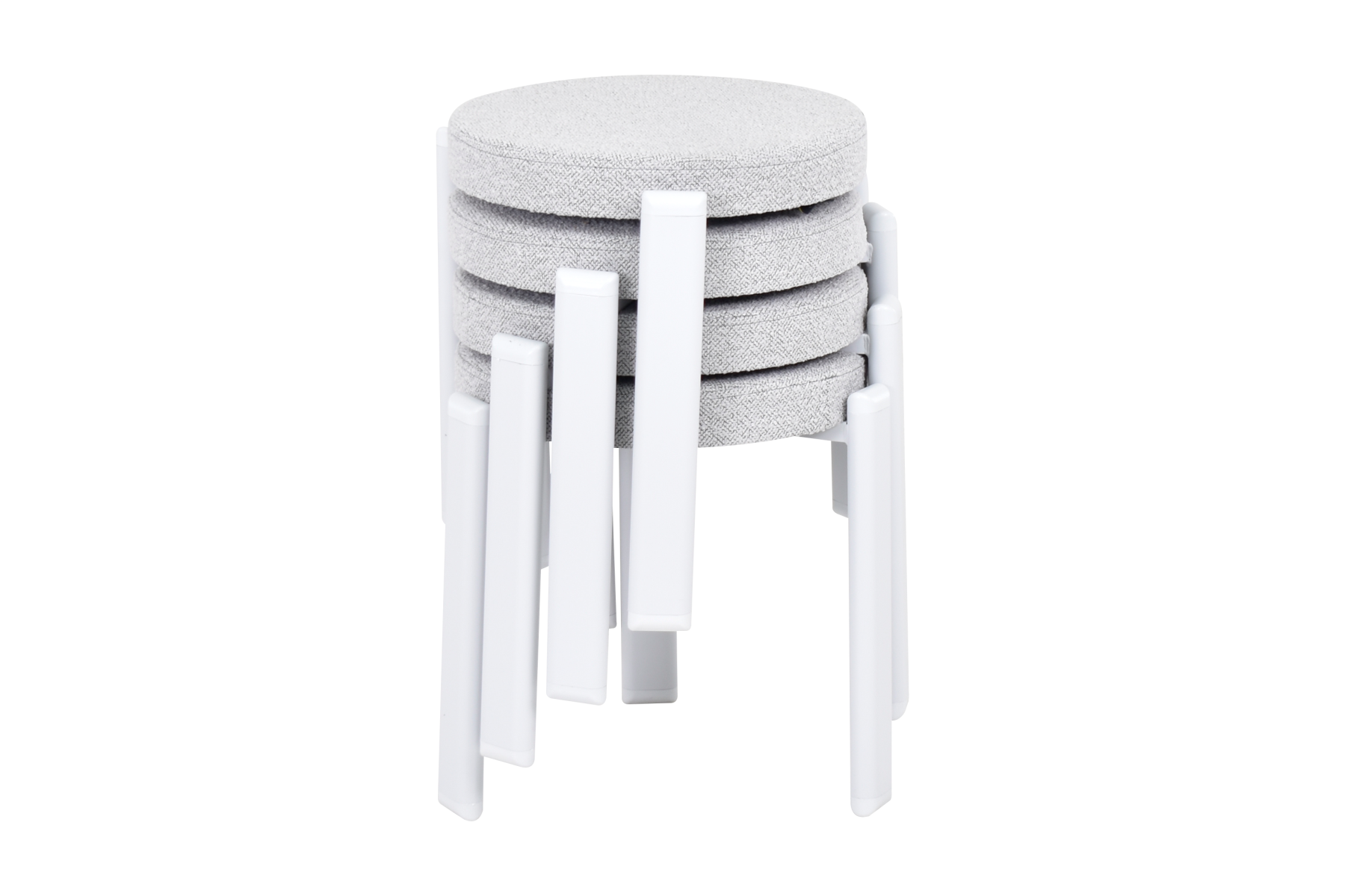 Teras Beyaz Metal Ayak İstiflenebilir Mutfak-Balkon Taburesi