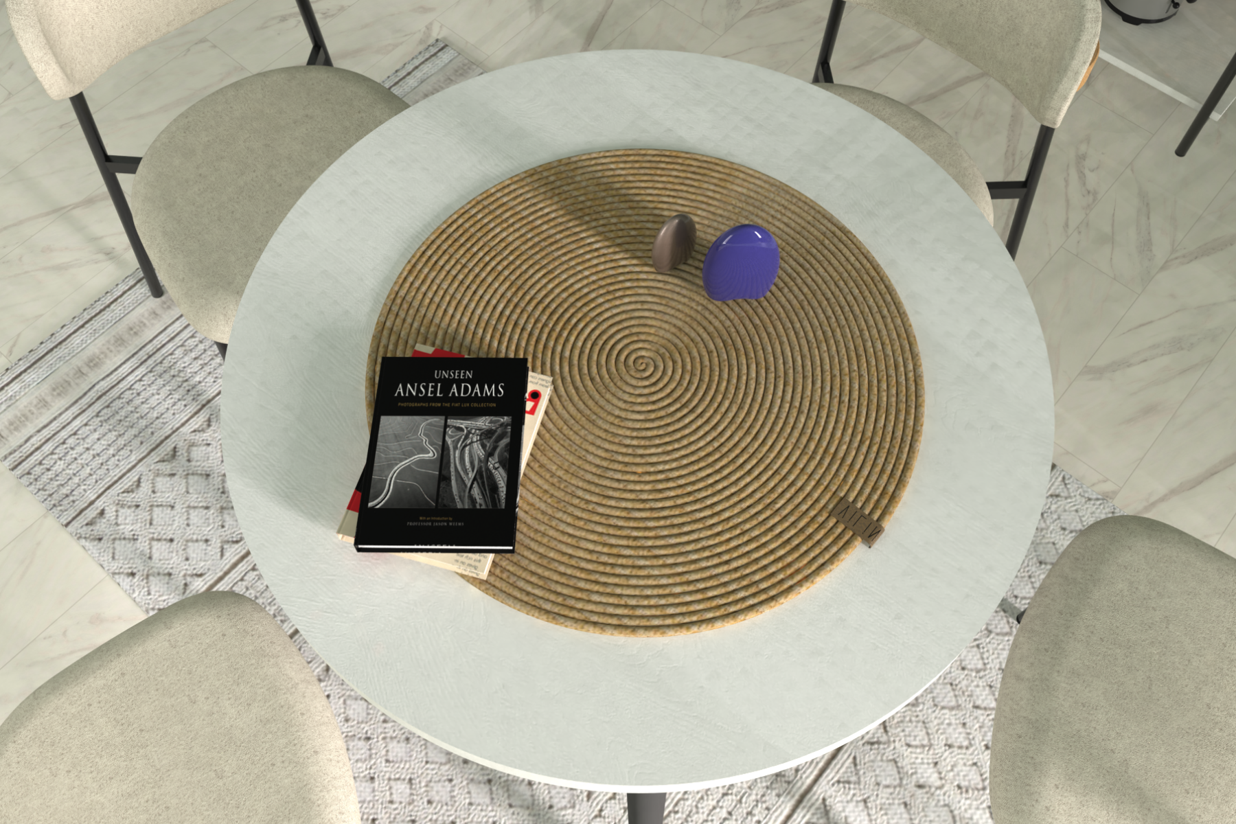 Hasır Jüt Ip Runner / Supla / Amerikan Servis - 60x60 Cm