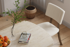 Mir Ahşap Sandalye Aras Ahşap Traverten Mutfak Masası Takımı - 80x140 cm