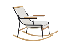 Bal Ahşap-Metal Siyah Ayak Teddy Beyaz Sallanan Koltuk Tv Sandalyesi