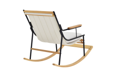 Bal Ahşap-Metal Siyah Ayak Teddy Beyaz Sallanan Koltuk Tv Sandalyesi