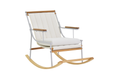 Bal Ahşap-Metal Beyaz Ayak Teddy Beyaz Sallanan Koltuk Tv Sandalyesi