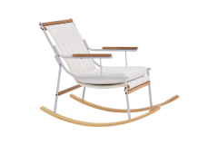 Bal Ahşap-Metal Beyaz Ayak Teddy Beyaz Sallanan Koltuk Tv Sandalyesi