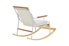 Bal Ahşap-Metal Beyaz Ayak Teddy Beyaz Sallanan Koltuk Tv Sandalyesi