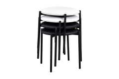 Nil Siyah Metal Ayak Deri İstiflenebilir Mutfak-Balkon Taburesi