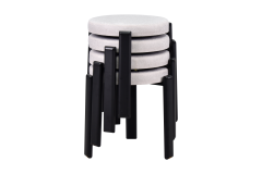 Teras Siyah Metal Ayak İstiflenebilir Mutfak-Balkon Taburesi