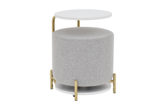 Çok Amaçlı Gold Metal Ayak C Sehpa Puf Seti