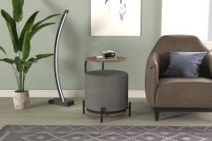 Çok Amaçlı Kestane Metal C Sehpa Puf Seti