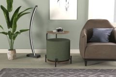 Çok Amaçlı Kestane Metal C Sehpa Puf Seti