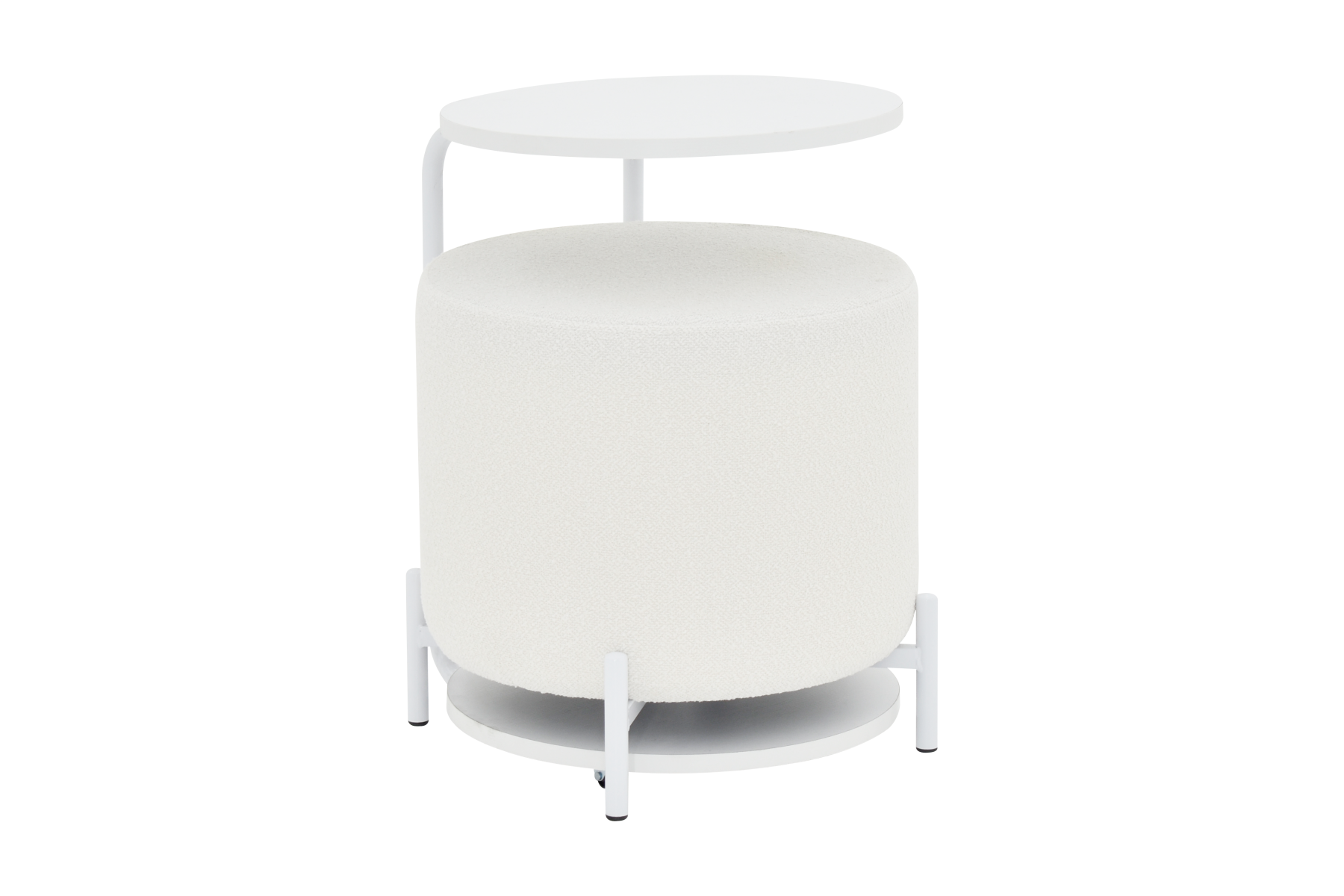 Çok Amaçlı Beyaz Metal Ayak C Sehpa Puf Seti