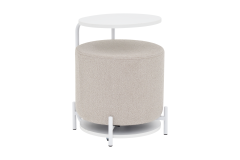 Çok Amaçlı Beyaz Metal Ayak C Sehpa Puf Seti