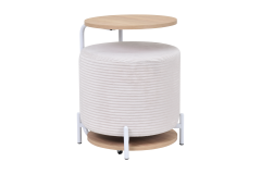 Çok Amaçlı Beyaz Metal Ayak C Sehpa Puf Seti