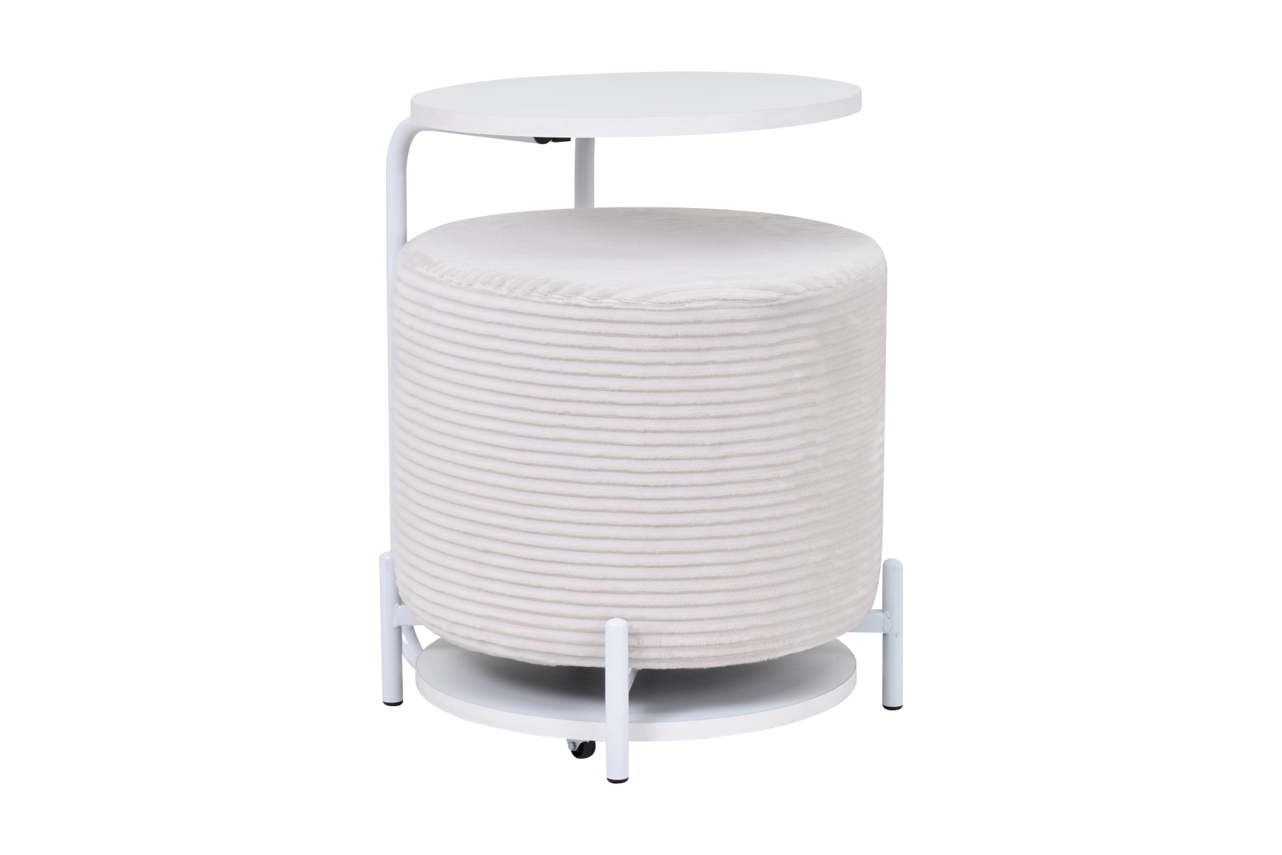 Çok Amaçlı Beyaz Metal Ayak C Sehpa Puf Seti