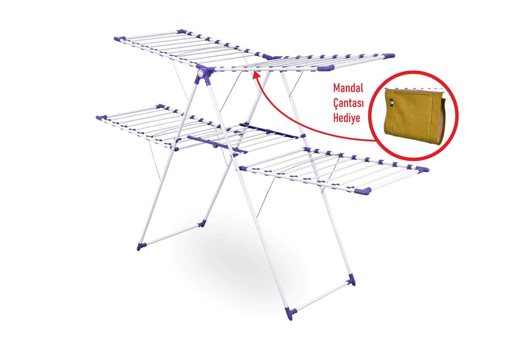 Guru XL Çift Katlı Çamaşır Kurutmalık Kalın Borulu Askılık