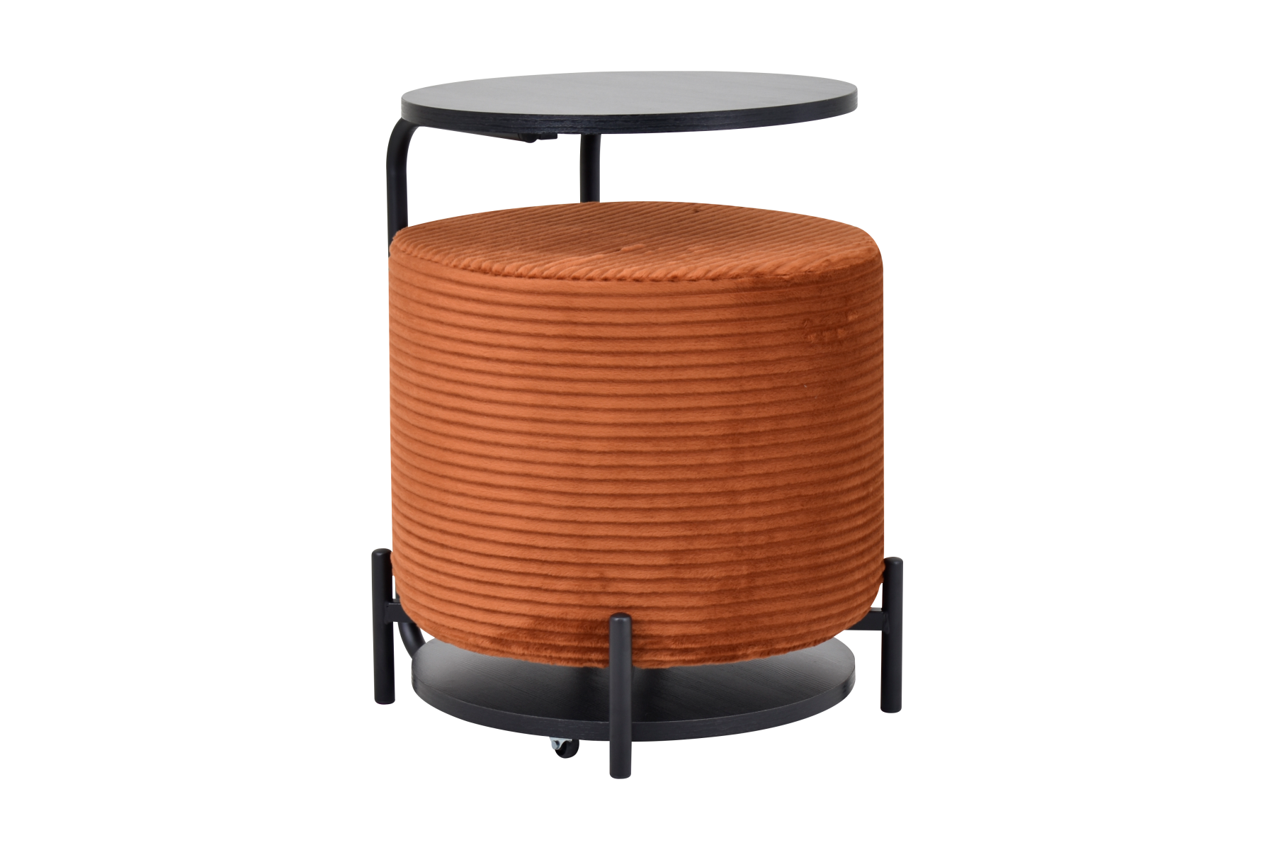 Çok Amaçlı Siyah Metal Ayak C Sehpa Puf Seti