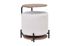 Çok Amaçlı Siyah Metal Ayak C Sehpa Puf Seti