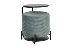 Çok Amaçlı Siyah Metal Ayak C Sehpa Puf Seti