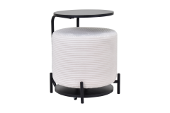 Çok Amaçlı Siyah Metal Ayak C Sehpa Puf Seti