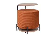 Çok Amaçlı Siyah Metal Ayak C Sehpa Puf Seti