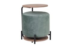 Çok Amaçlı Siyah Metal Ayak C Sehpa Puf Seti