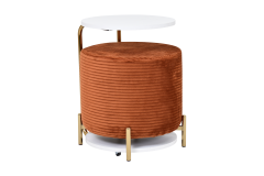 Çok Amaçlı Gold Metal Ayak C Sehpa Puf Seti