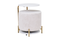 Çok Amaçlı Gold Metal Ayak C Sehpa Puf Seti