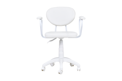 Vilinze Deniz Kollu Çalışma Koltuğu Tekerlekli Ofis Sandalyesi Beyaz - Deri Beyaz