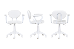 Vilinze Deniz Kollu Çalışma Koltuğu Tekerlekli Ofis Sandalyesi Beyaz - Deri Beyaz