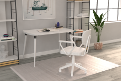 Vilinze Deniz Kollu Çalışma Koltuğu Tekerlekli Ofis Sandalyesi Beyaz - Teddy Beyaz