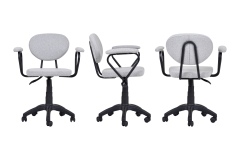 Vilinze Deniz Kollu Çalışma Koltuğu Tekerlekli Ofis Sandalyesi Siyah - Teddy Açık Gri