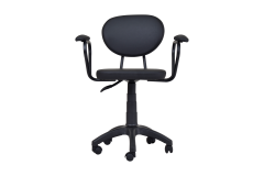 Vilinze Deniz Kollu Çalışma Koltuğu Tekerlekli Ofis Sandalyesi Siyah - Deri Siyah