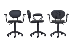 Vilinze Deniz Kollu Çalışma Koltuğu Tekerlekli Ofis Sandalyesi Siyah - Deri Siyah