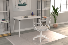 Vilinze Deniz Kollu Çalışma Koltuğu Tekerlekli Ofis Sandalyesi Beyaz - Teddy Açık Gri