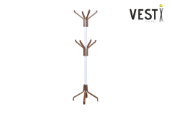 Vilinze Vesti Ahşap Ayaklı Beyaz Metal Portmanto Elbise Askılığı Kestane - 8 Kollu