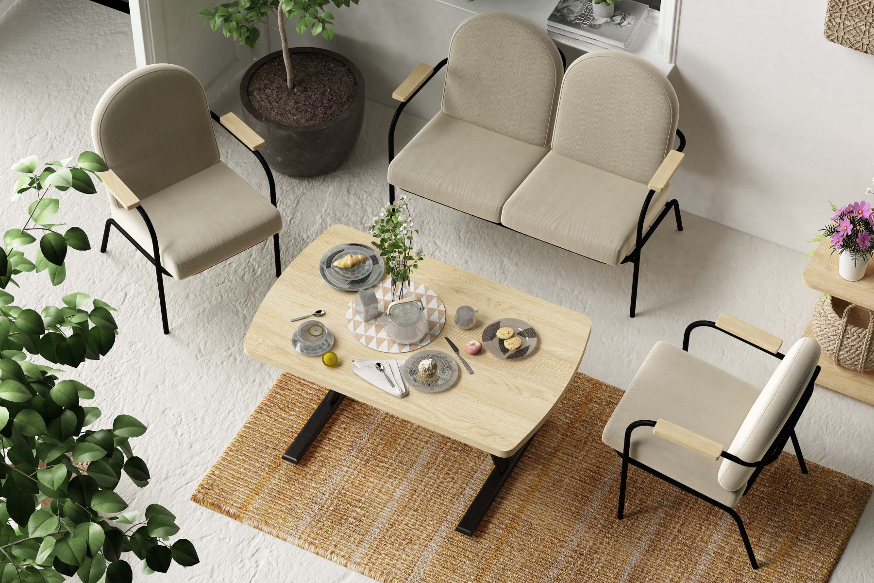 Vilinze Bey 211 Kayra Sehpalı Bahçe Balkon Takımı