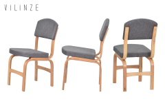 Vilinze Ege Naturel Ayak Ahşap Sigma Sandalye Gri