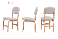 Vilinze Ege Naturel Ayak Ahşap Teddy Sandalye Bej