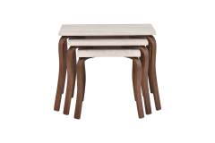 Vilinze Eva 3'lü Zigon Sehpa Kestane - Traverten