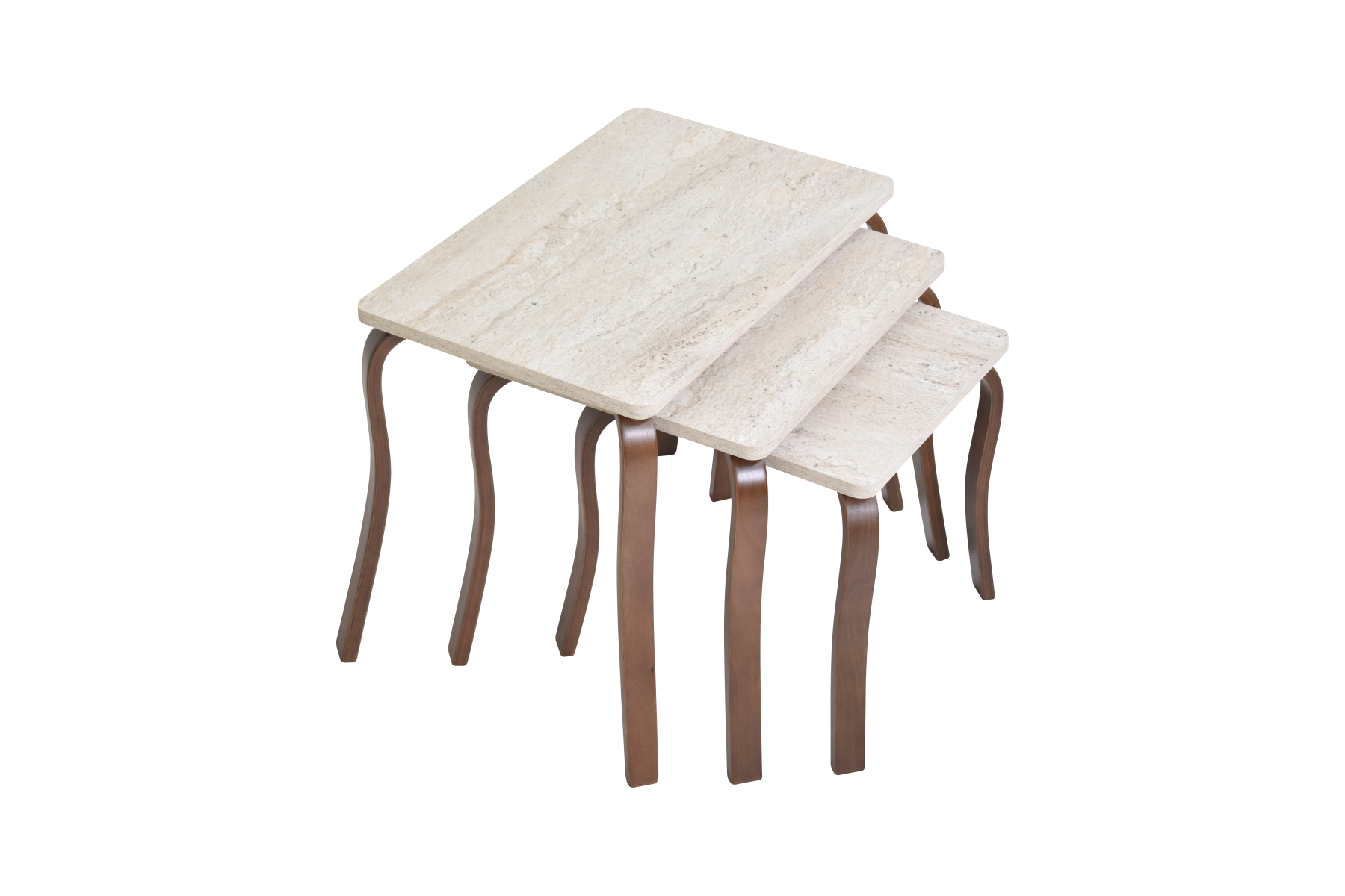 Vilinze Eva 3'lü Zigon Sehpa Kestane - Traverten