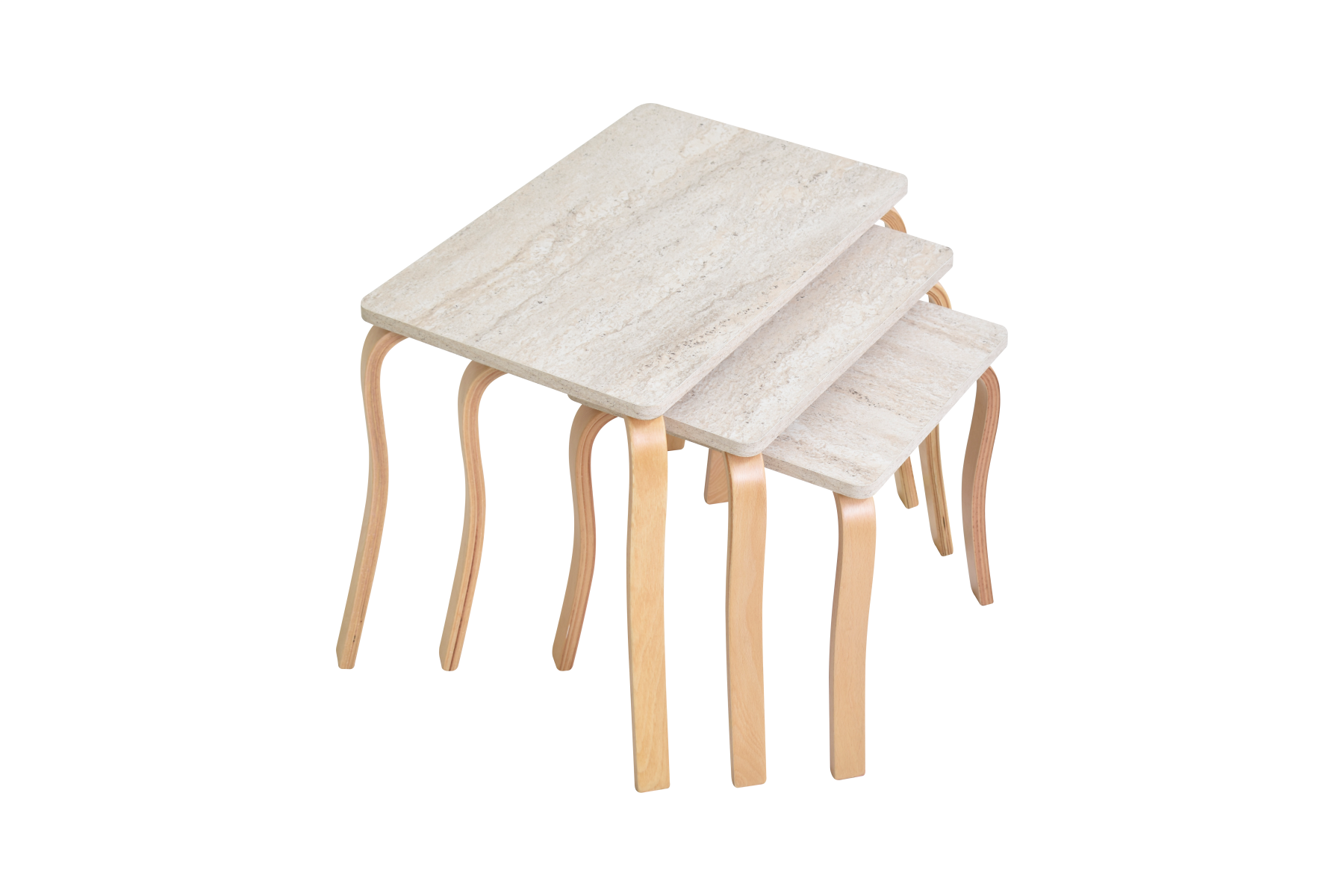 Vilinze Eva 3'lü Zigon Sehpa Naturel - Traverten