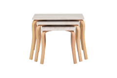 Vilinze Eva 3'lü Zigon Sehpa Naturel - Traverten