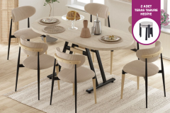 Vilinze Venüs Sandalye Afyon Mutfak Masası Takımı - 80x140 cm