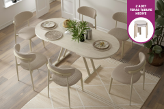 Vilinze Venüs Sandalye Afyon Mutfak Masası Takımı - 80x140 cm