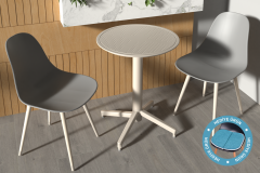 Tilia Plastik Bahçe Balkon Bistro Seti Katlanır Masa 60*60 cm Gri/Bej