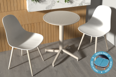 Vilinze Tilia Plastik Bahçe Balkon Bistro Seti Katlanır Masa 60*60 cm Beyaz/Bej