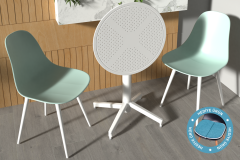 Vilinze Tilia Plastik Bahçe Balkon Bistro Seti Katlanır Masa 60*60 cm Mint Yeşili/Beyaz