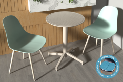 Vilinze Tilia Plastik Bahçe Balkon Bistro Seti Katlanır Masa 60*60 cm Mint Yeşili/Bej