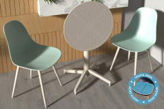 Vilinze Tilia Plastik Bahçe Balkon Bistro Seti Katlanır Masa 60*60 cm Mint Yeşili/Bej