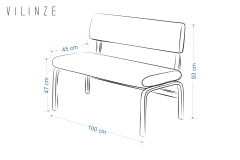 Vilinze Peri Naturel Ahşap Ayak Sigma Sırtlı Bank